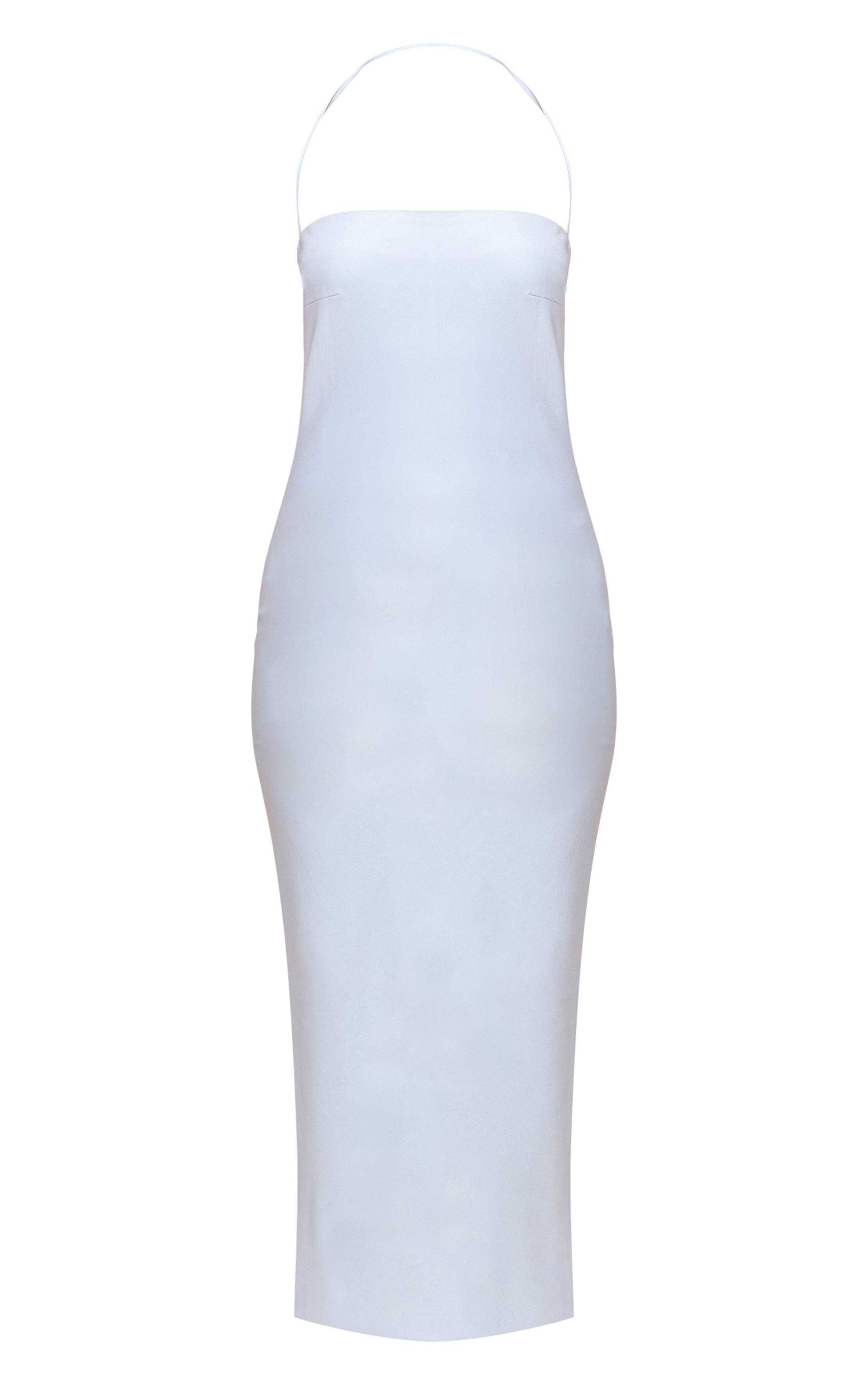 Bleu Layette Robe Midaxi Ajustée Tissée À Encolure Licou