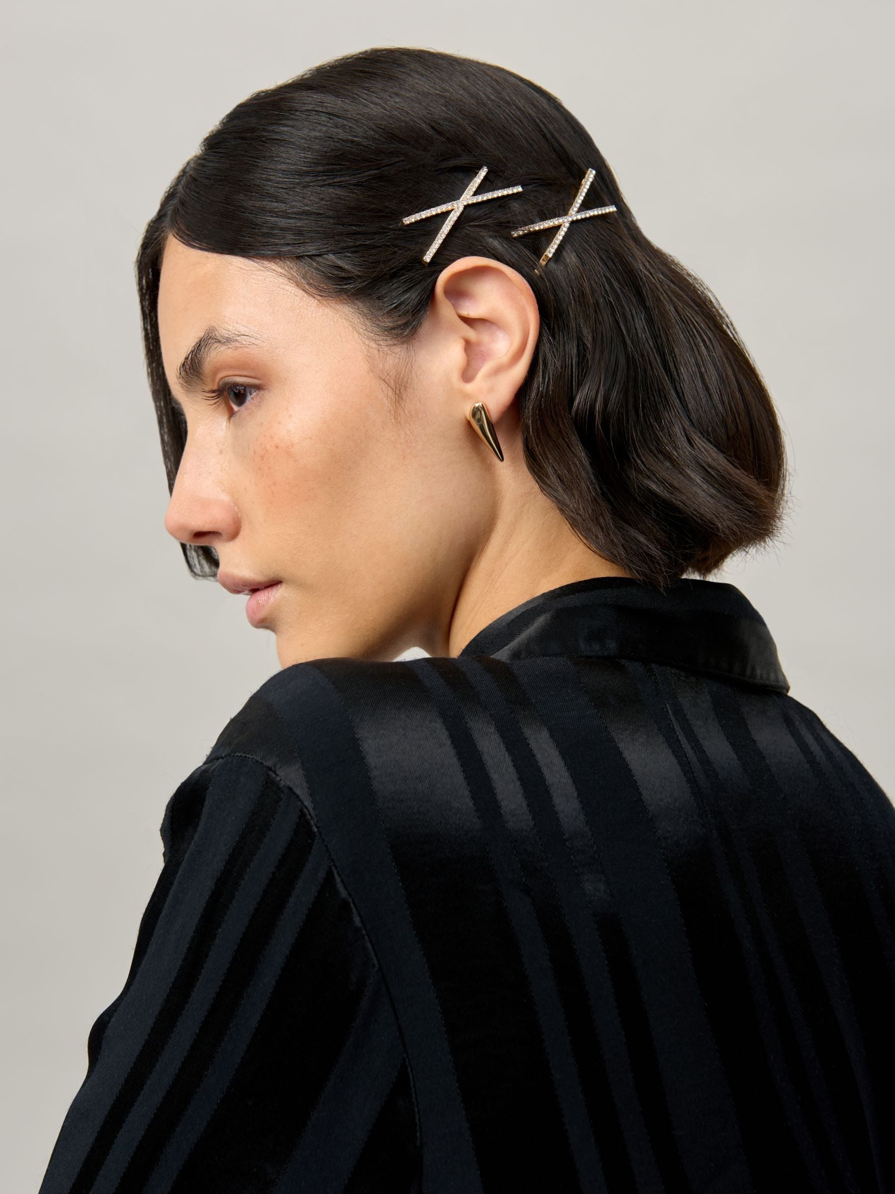 Aela Gold Tone Sparkle Hair Slides