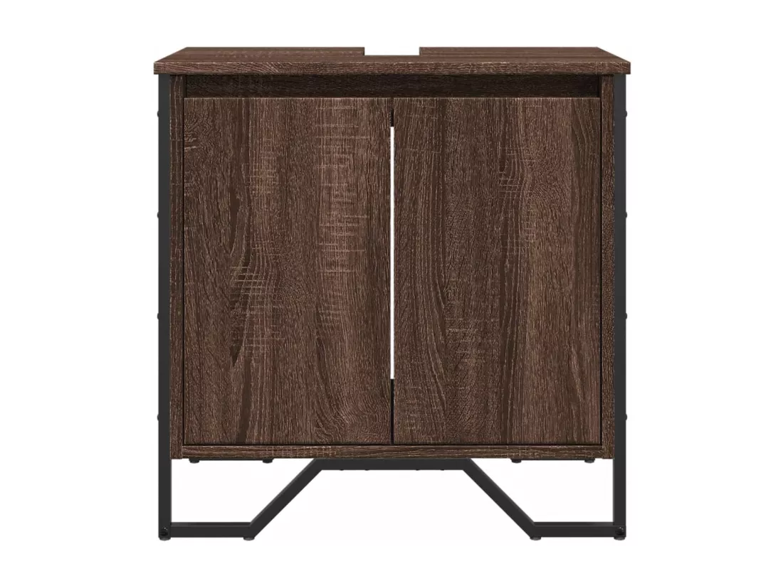 Armoire lavabo de salle de bain chêne marron 60x35x60 cm