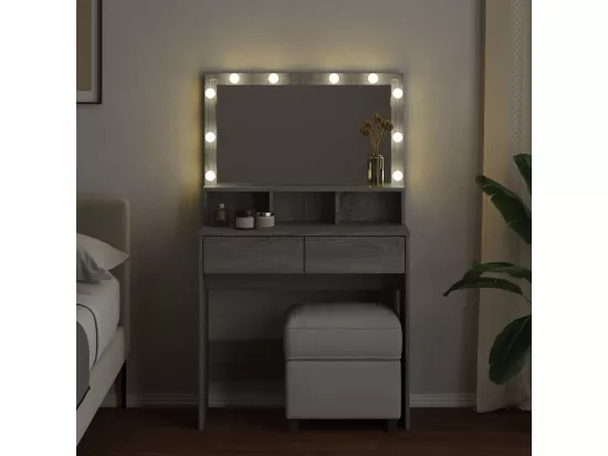 Coiffeuse avec LED sonoma gris 80x41x134,5 cm