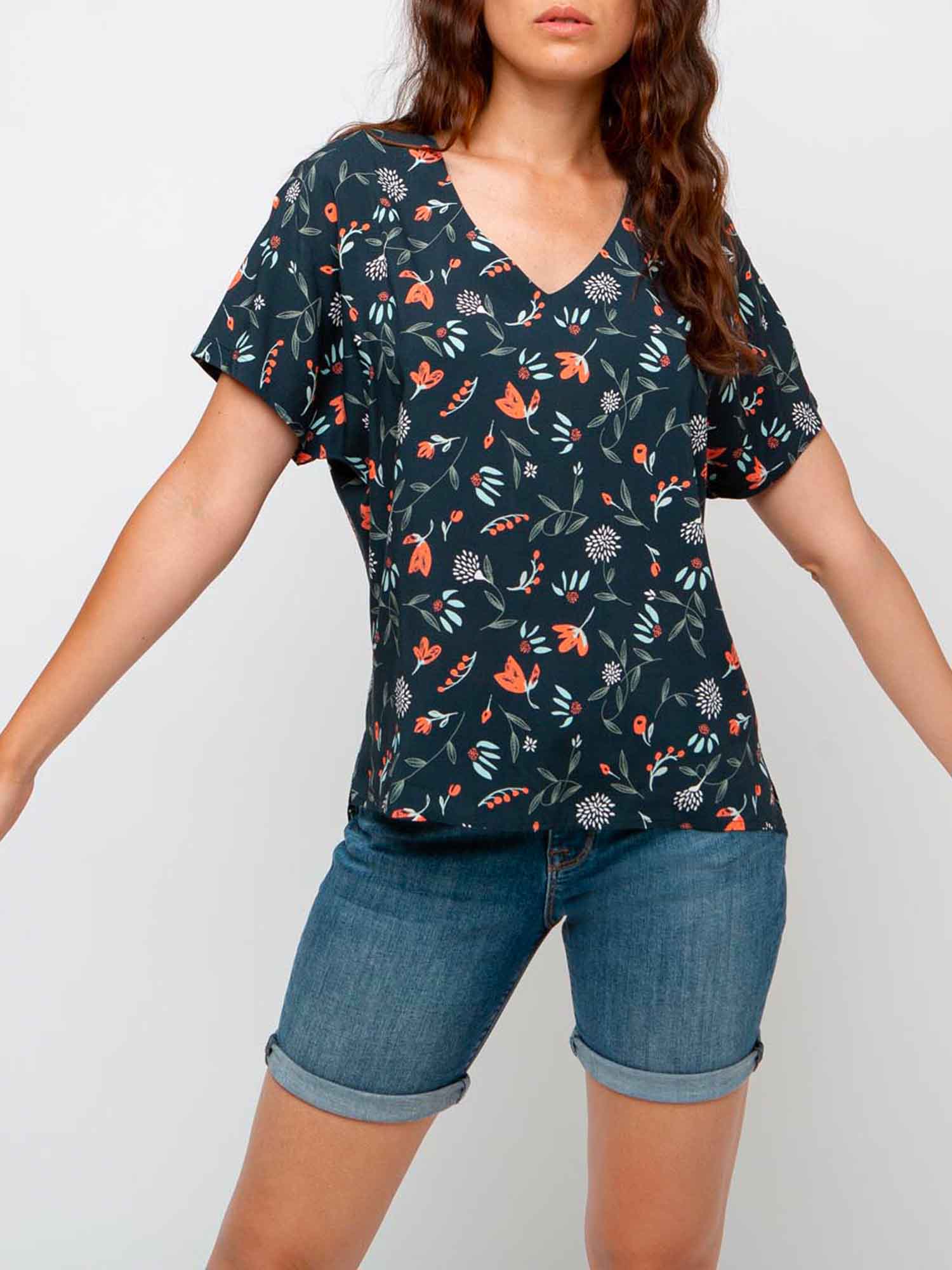Blouse Femme Imprimé Fleuri Marine