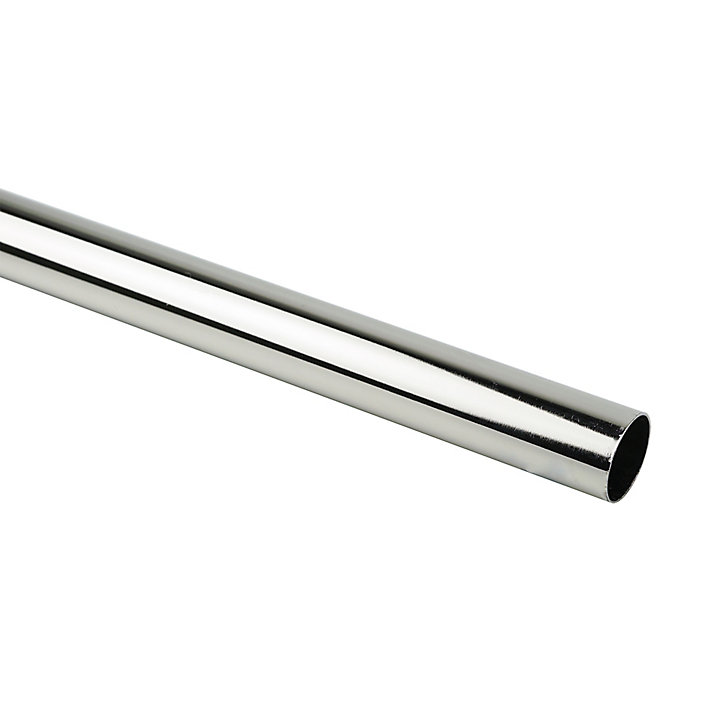Tringle à rideaux GoodHome Olympe L.300cm ⌀19cm chromé