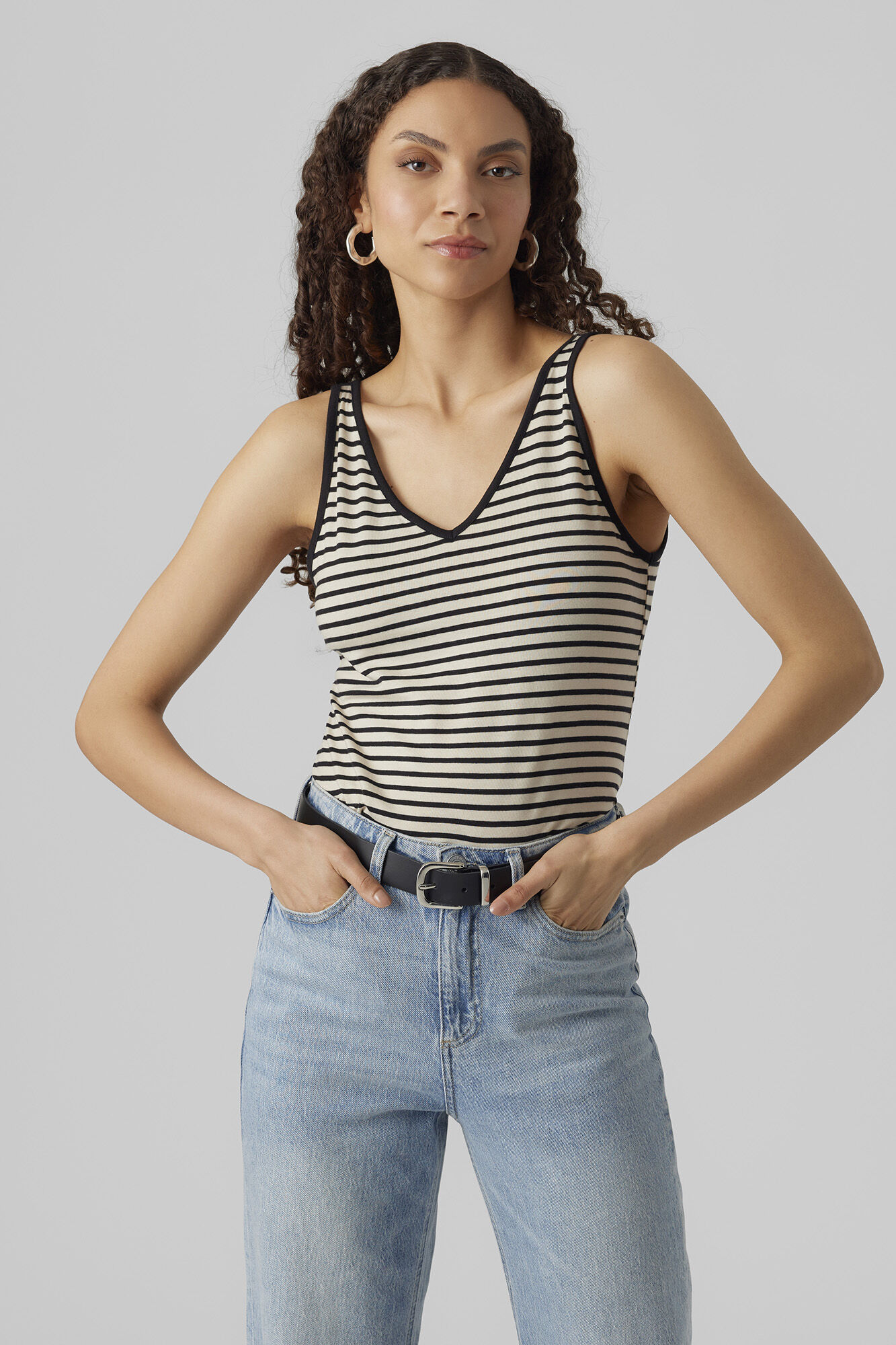 Camiseta sem mangas em Tencel - Cinza
