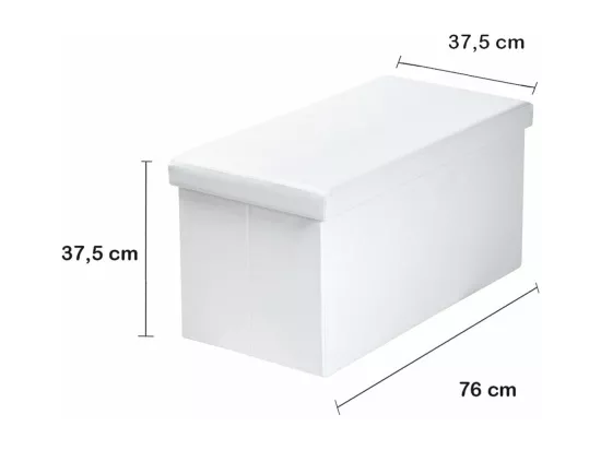 Banc de rangement pliable aspect cuir - 76 x 37,5 x 37,5 cm