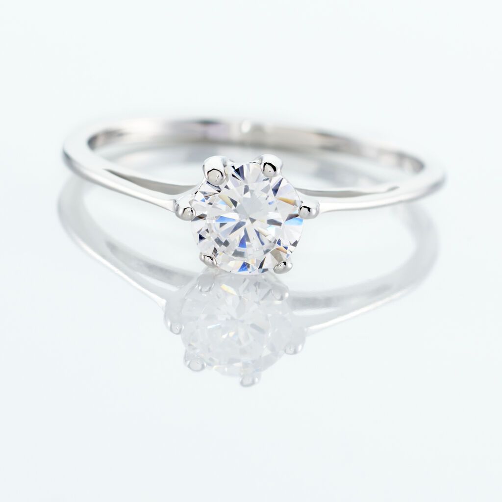 Bague Solitaire Lydia Argent Blanc Oxyde De Zirconium