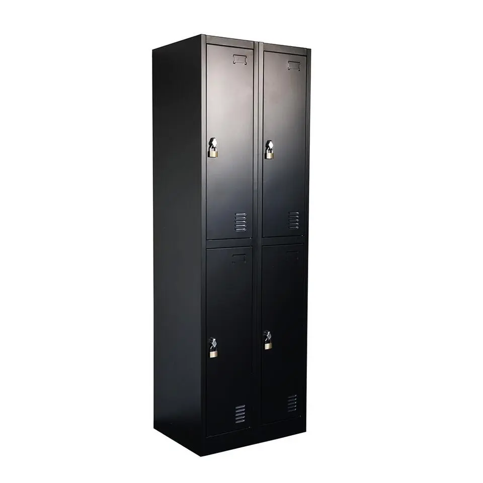 Lockerkast Zwart - 60x185 cm - 4 lockers