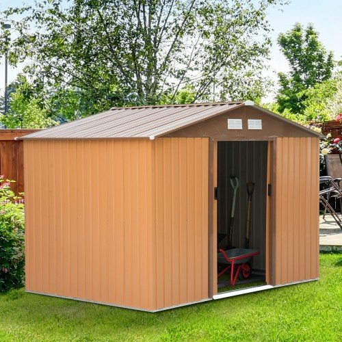 Casinha de jardim Outsunny, cor amarelo escuro