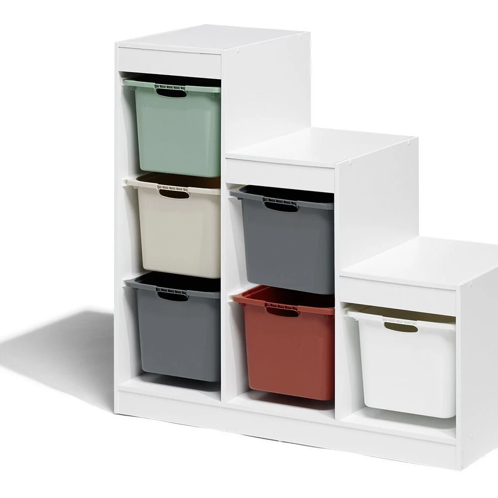 Structure pour bac de rangement 6 cases bois blanc