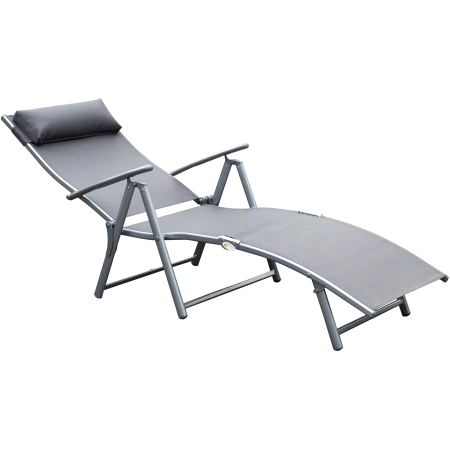 Outsunny Gartenliege mit Kissen grau