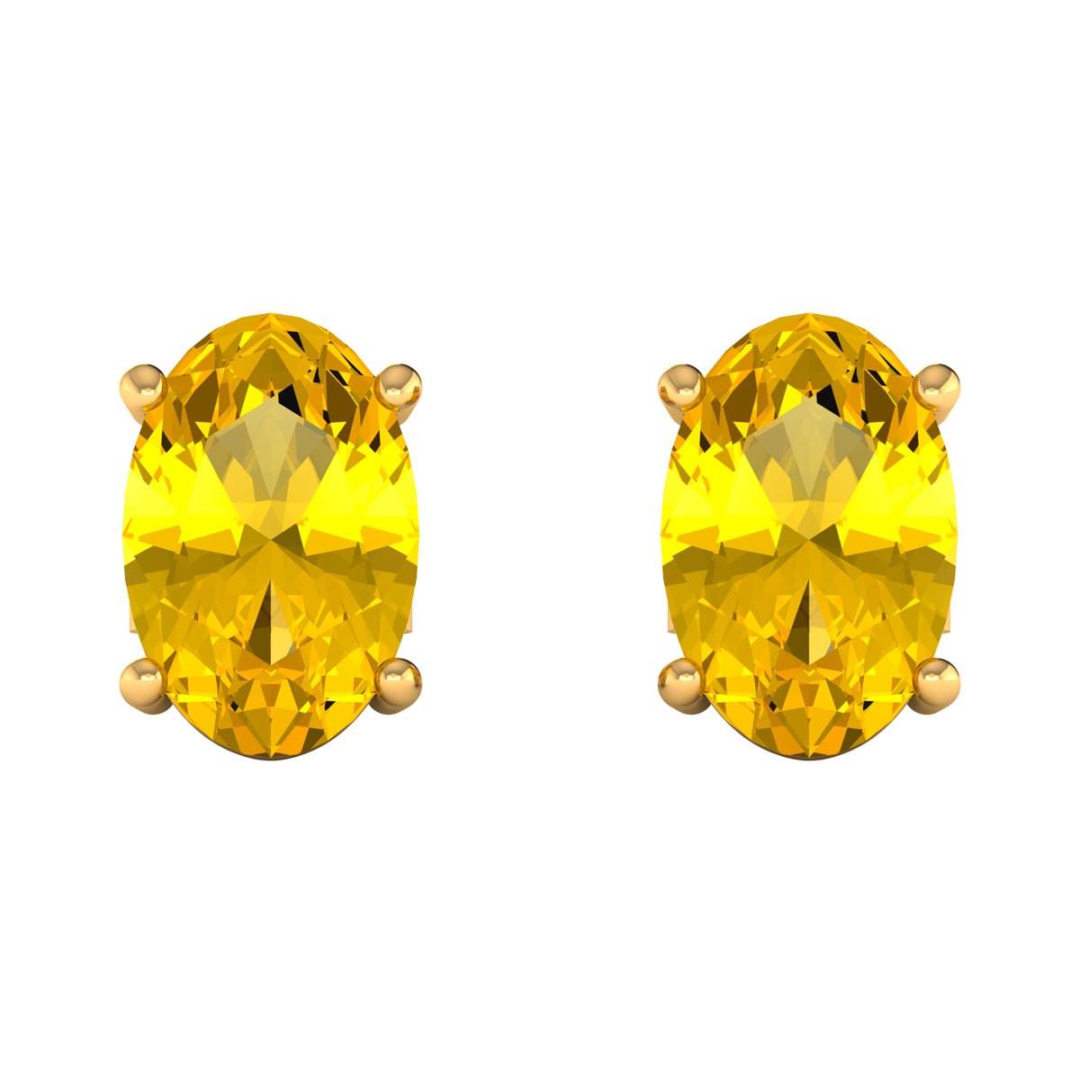 Boucles d'oreilles ADEN Or 585 Jaune et Citrine forme Ovale 1.15grs