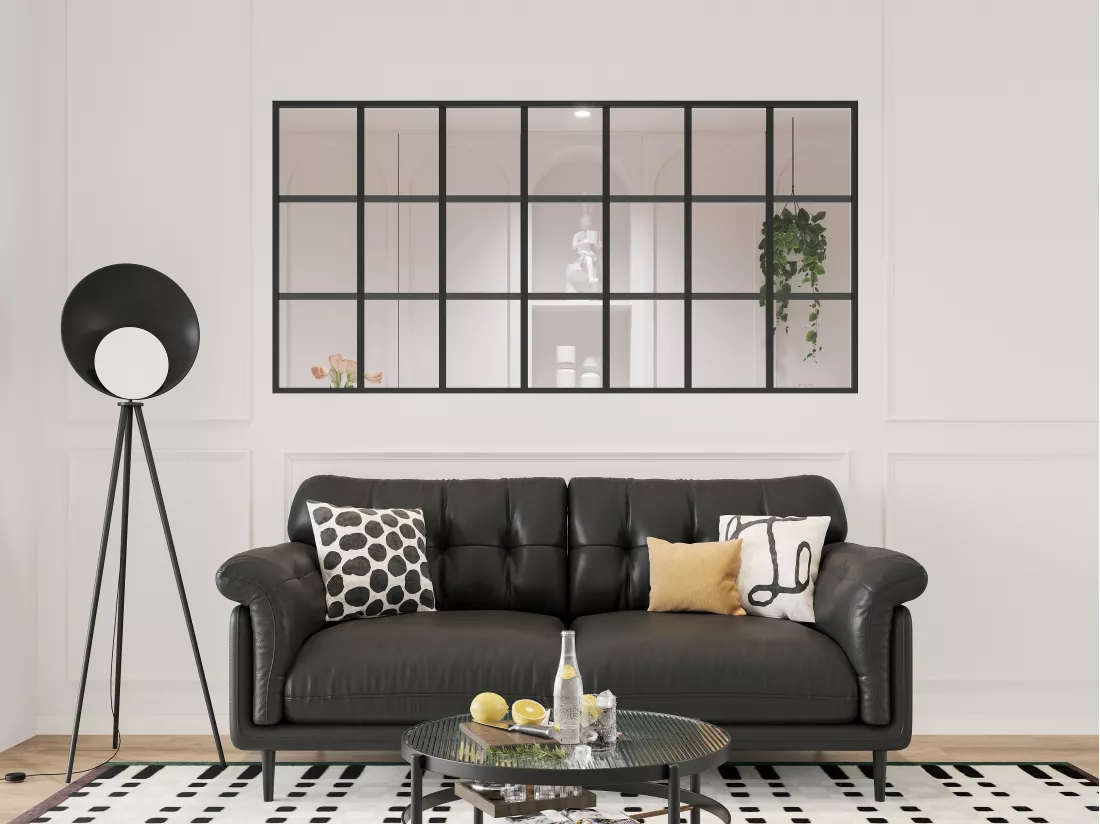 Verrière style orangerie en aluminium thermolaqué - 210 x 105 cm - Noir - ORANSA