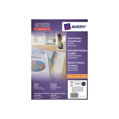 Avery - Intercalaire personnalisable 12 positions - A4 Maxi - polypropylène