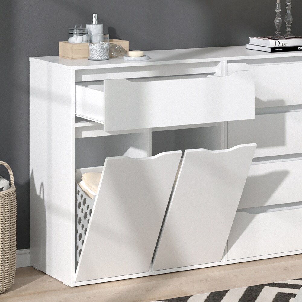 Vicco Wäscheschrank Ruben weiß Wäschekorb Kommode Kleiderschrank Wäschesammler