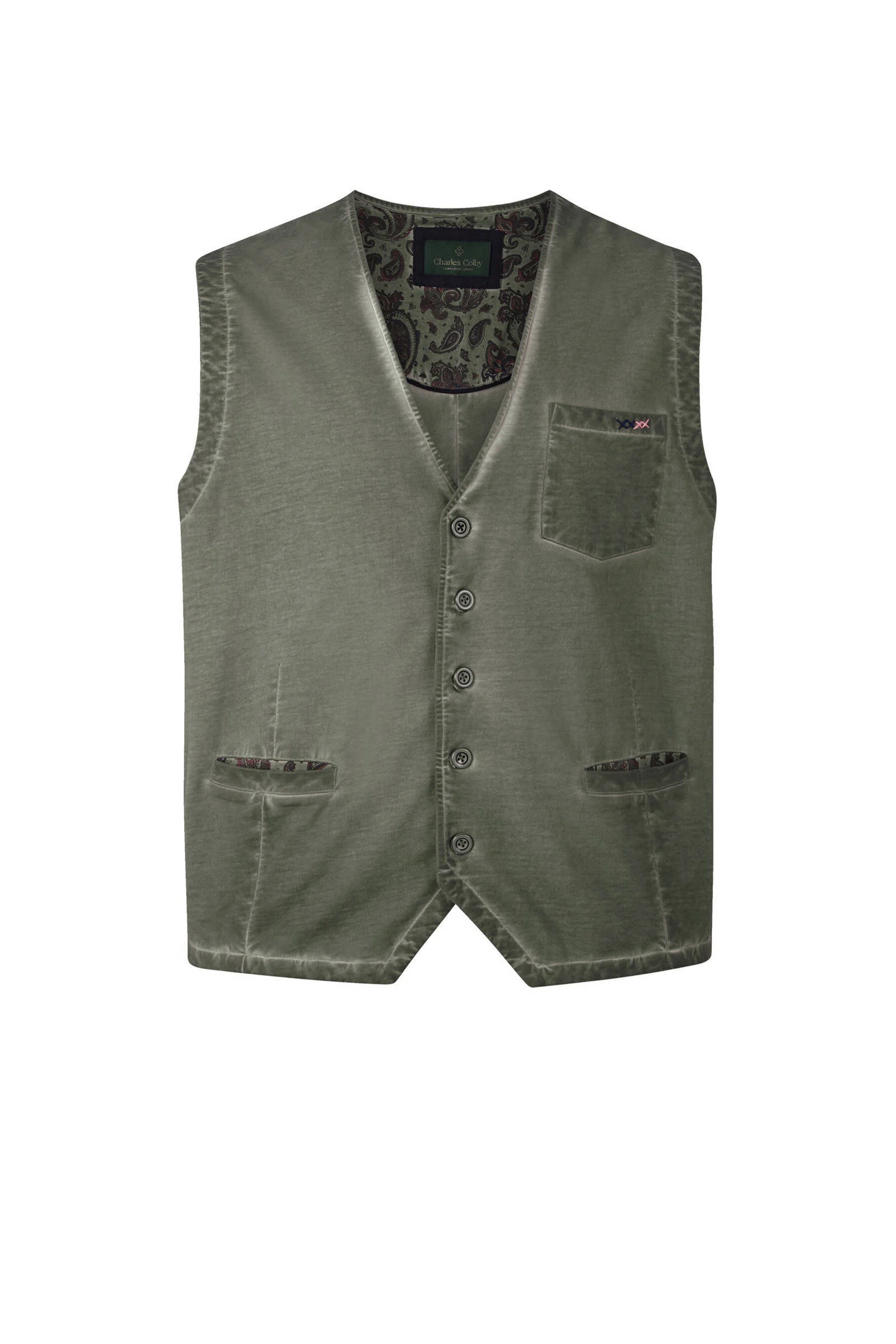Charles Colby +FIT Collectie gilet DUKE STOUD Plus Size kaki