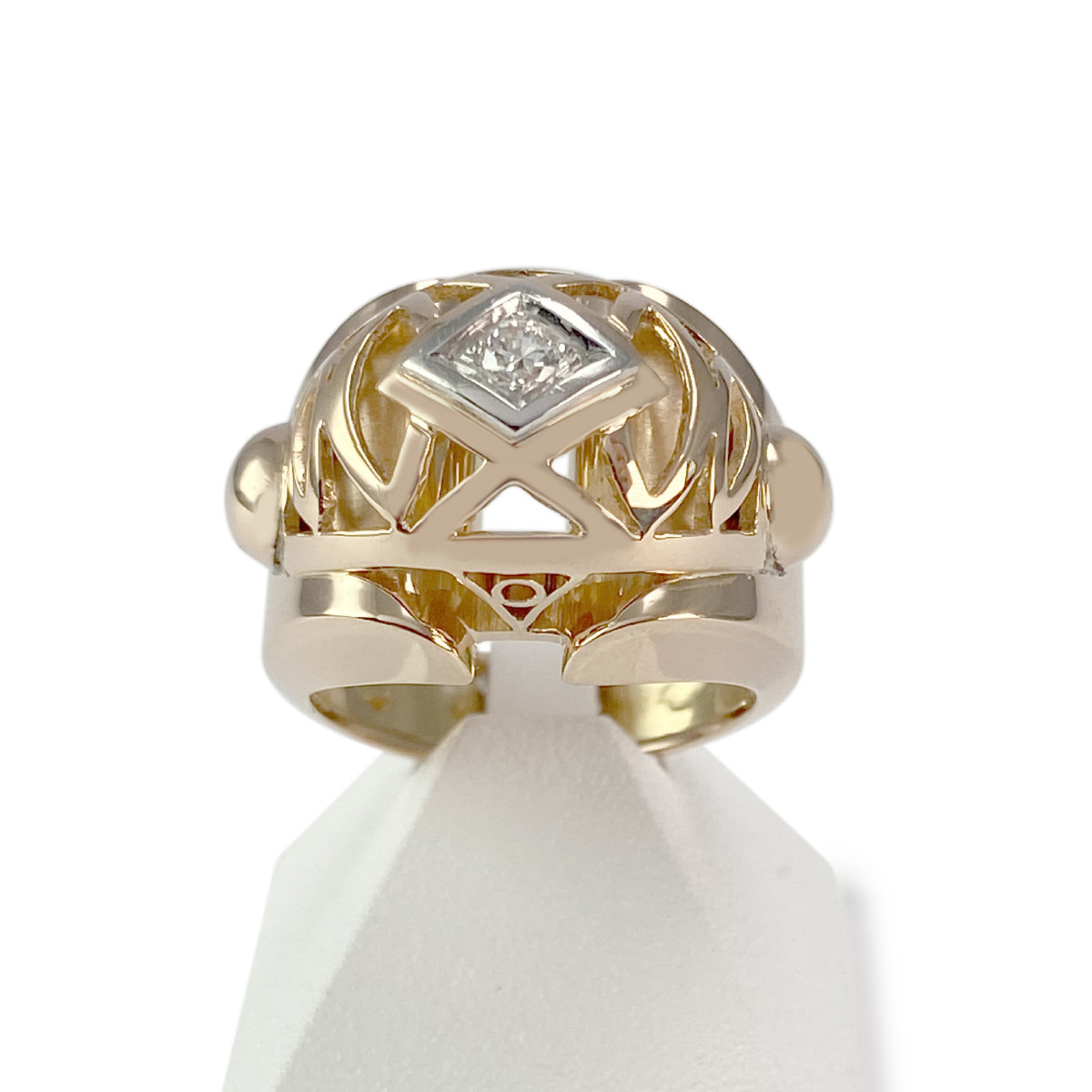 Bague d'occasion or 750 jaune et platine diamant