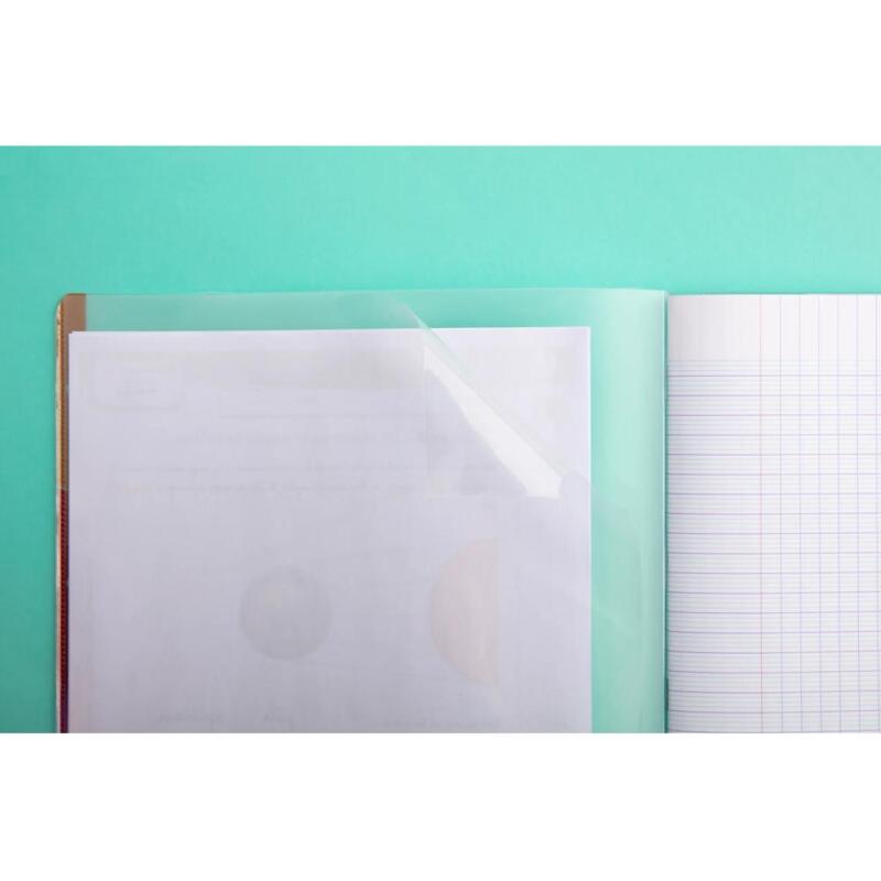 Cahier piqué Koverbook 4 INDEX 24x32cm 96 pages grands carreaux couverture polypropylène transparent - Incolore