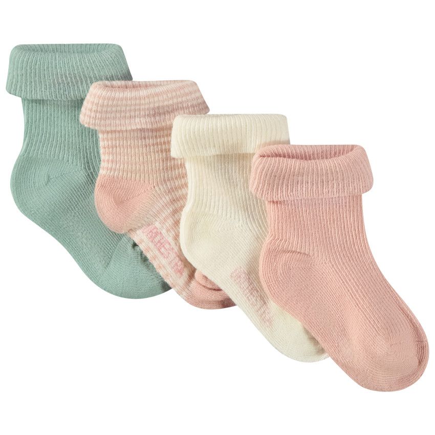 Lot de 4 paires de chaussettes retroussables pour bébé fille - Rose
