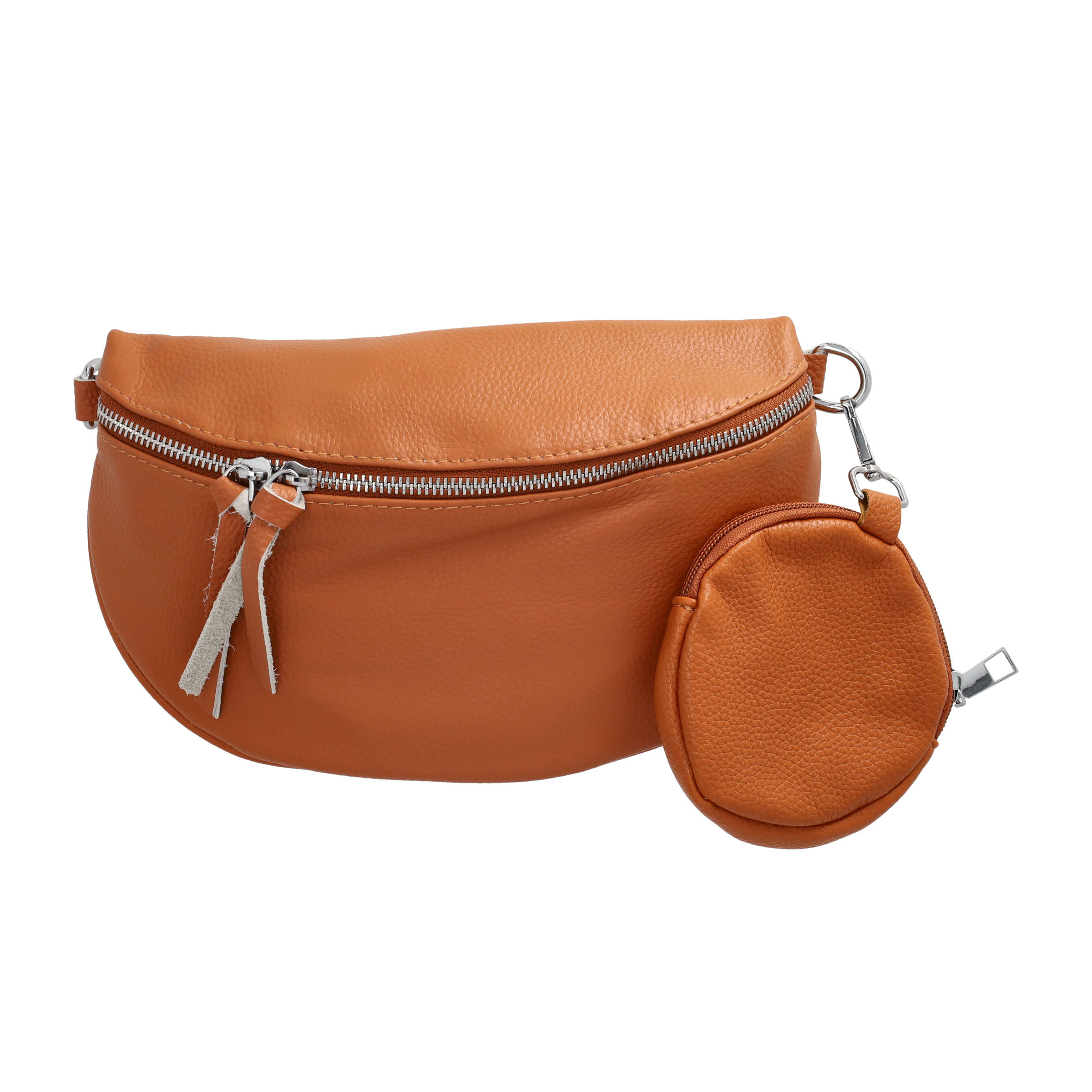 (25x15cm) Echtleder Schultertasche Fashion Crossbody Bag Bauchtasche mit Anhänger - Braun