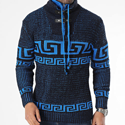 Pull Col Amplified Noir Bleu