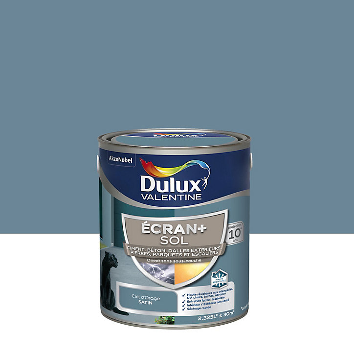 Peinture pour sol Ecran+ Sol Dulux Valentine satin ciel d'orage bleu 2,5L