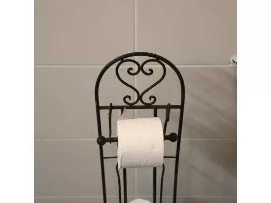 Dérouleur papier toilette en fer forgé marron 23 x 80 cm