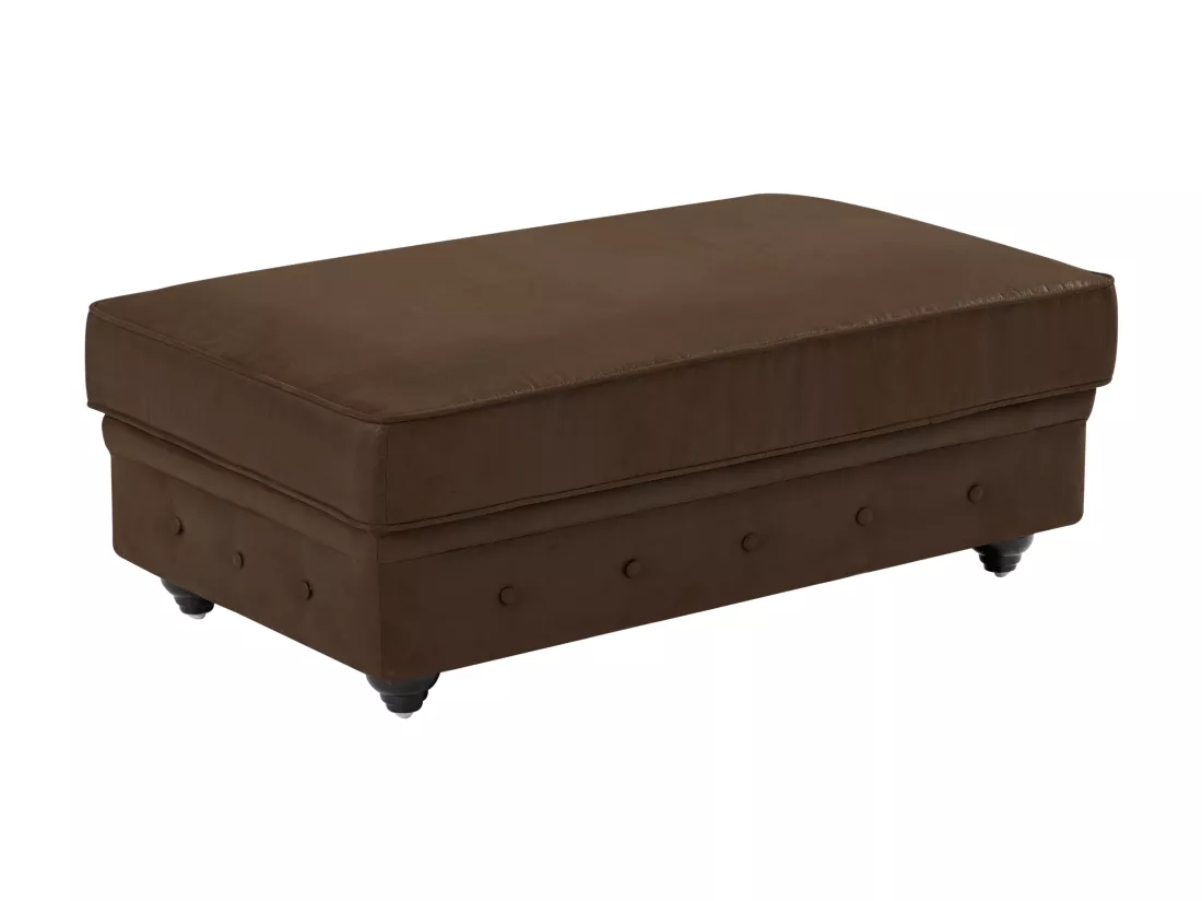 Pouf coffre de rangement en microfibre aspect cuir vieilli CHESTERFIELD