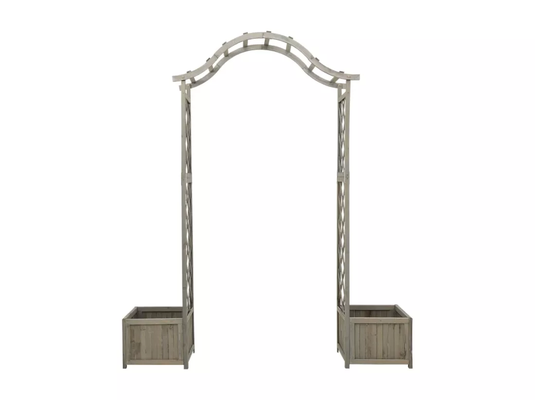 Pergola de jardin avec jardinière Gris Bois pin massif
