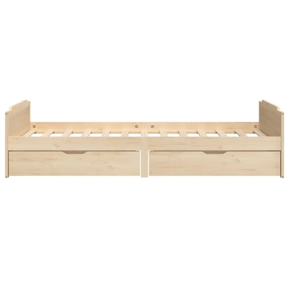 vidaXL - Bed frame met twee lades - Naturel - Massief grenenhout - 90x200 cm