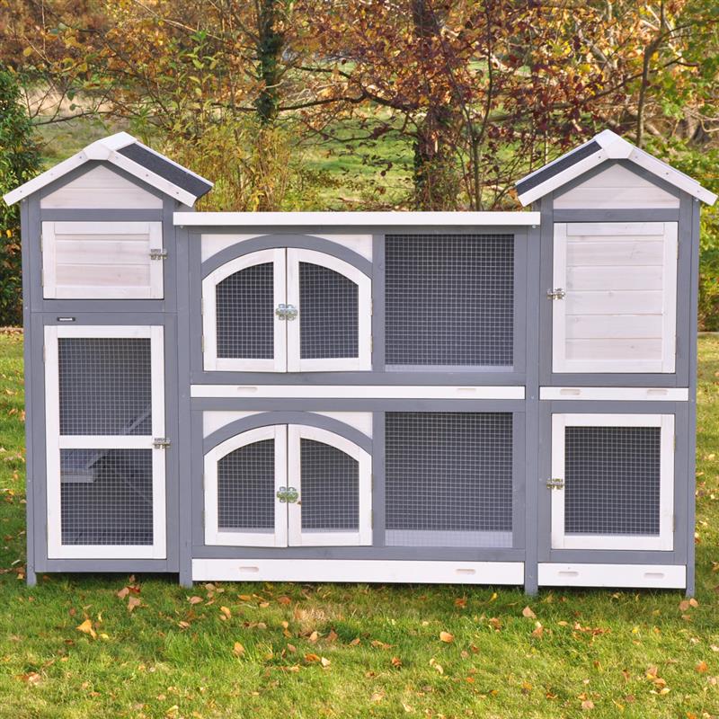 Nanook XXL Kleintierstall grau weiß 189x43x127 cm