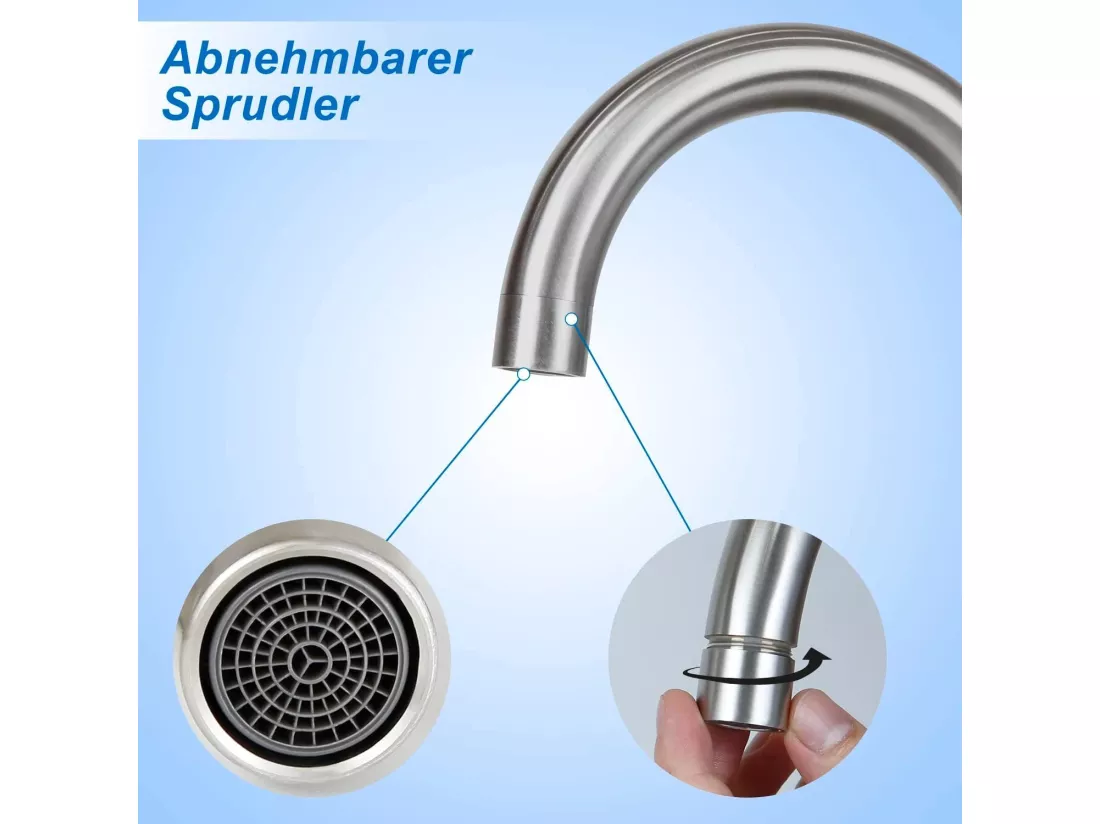 NETTLIFE robinet de cuisine robinet de lavabo de salle de bains robinet de salle de bains en acier inoxydable haute pression