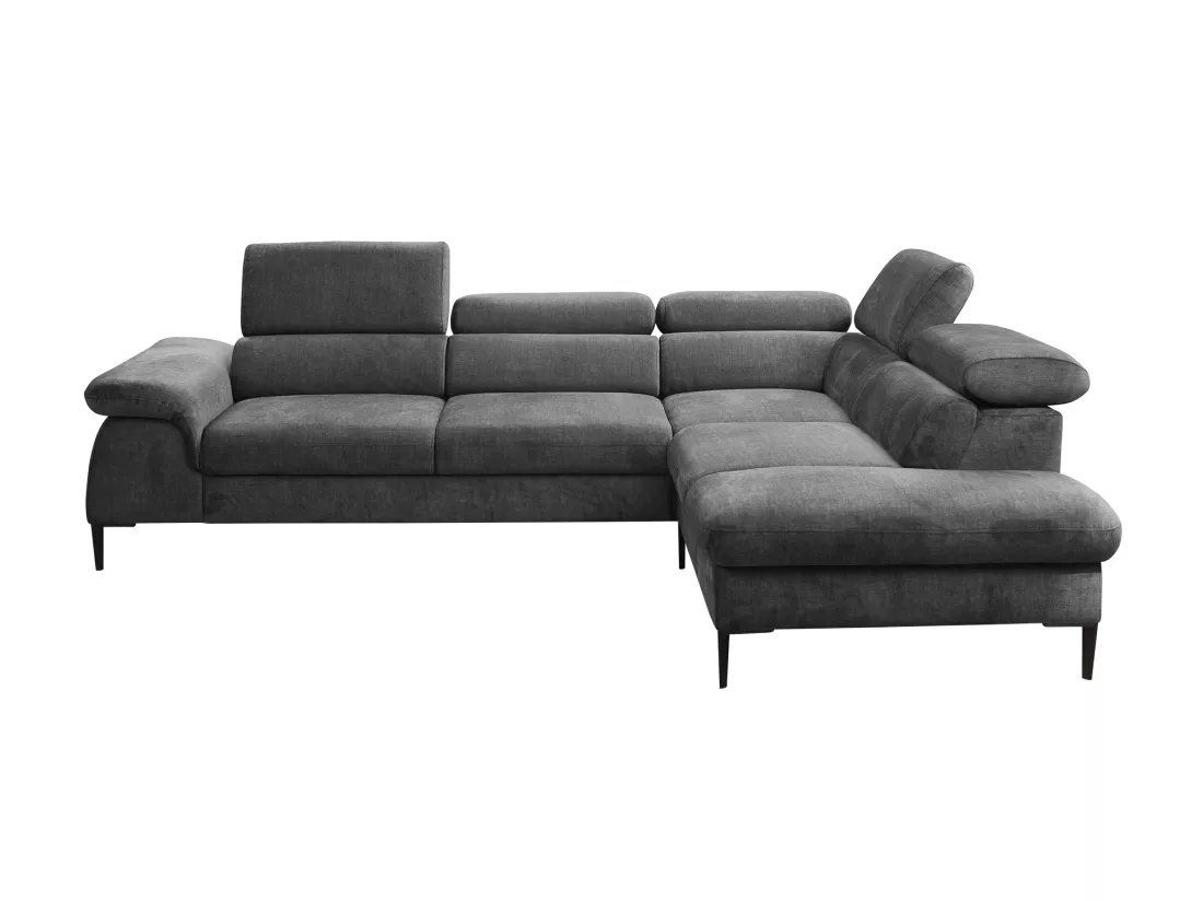 Grand canapé d'angle droit convertible en velours gris anthracite SEPINA de Pascal Morabito