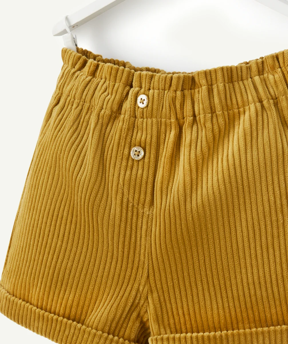 SHORT BÉBÉ FILLE EN VELOURS CÔTELÉ MOUTARDE