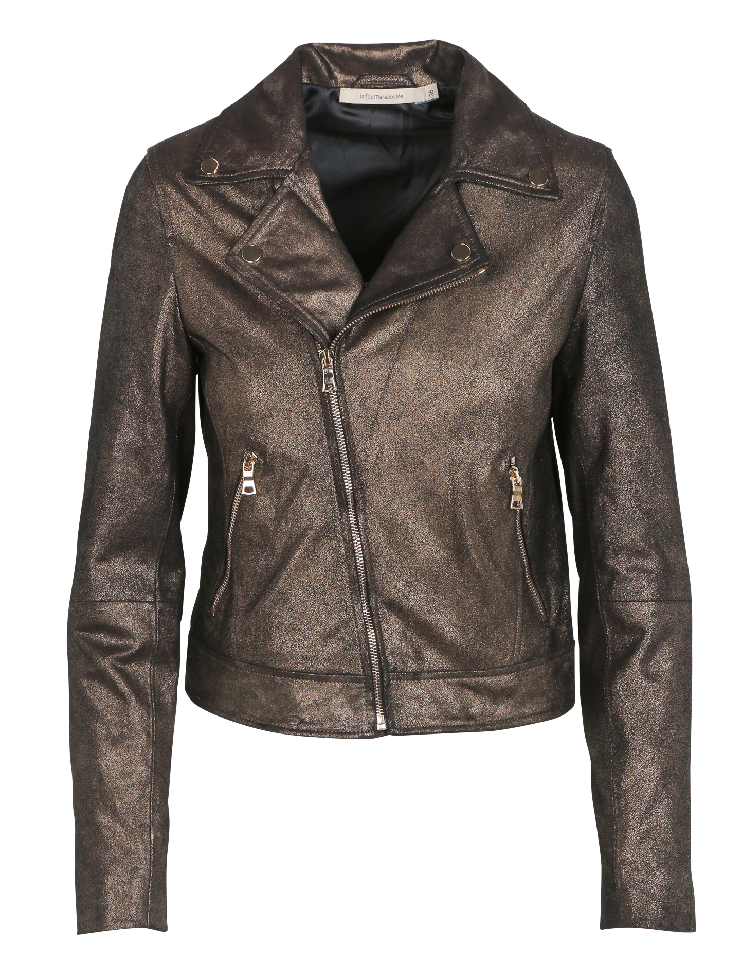Veste en cuir col tailleur | Marron
