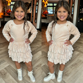 Velvet buttoned set - beige