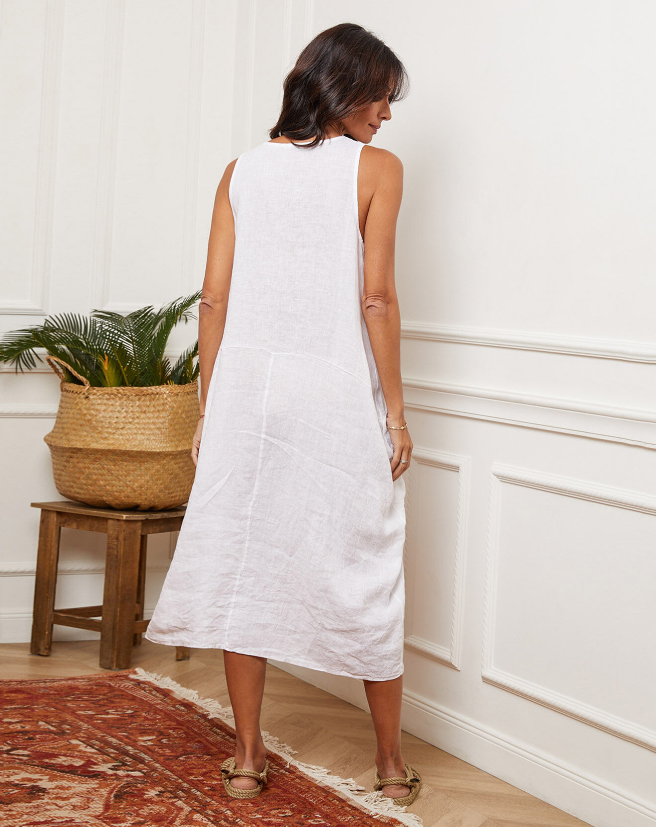 La Bohème Robe 100% Lin Alteo blanche
