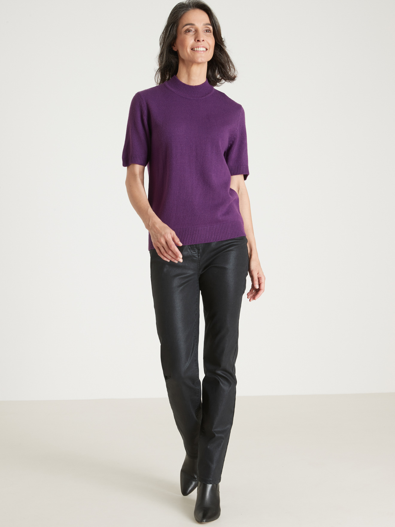 Pull col montant manches courtes