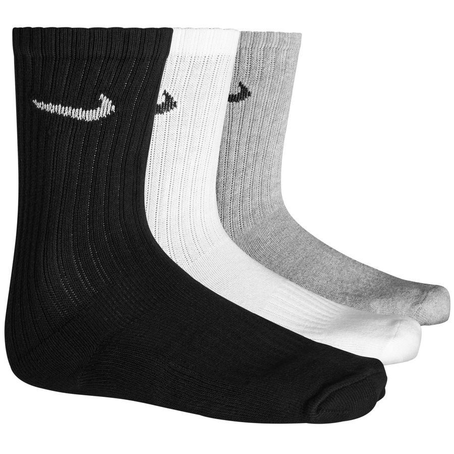 Nike Chaussettes Value Cotton Crew Pack de 3 - Gris/Blanc/Noir
