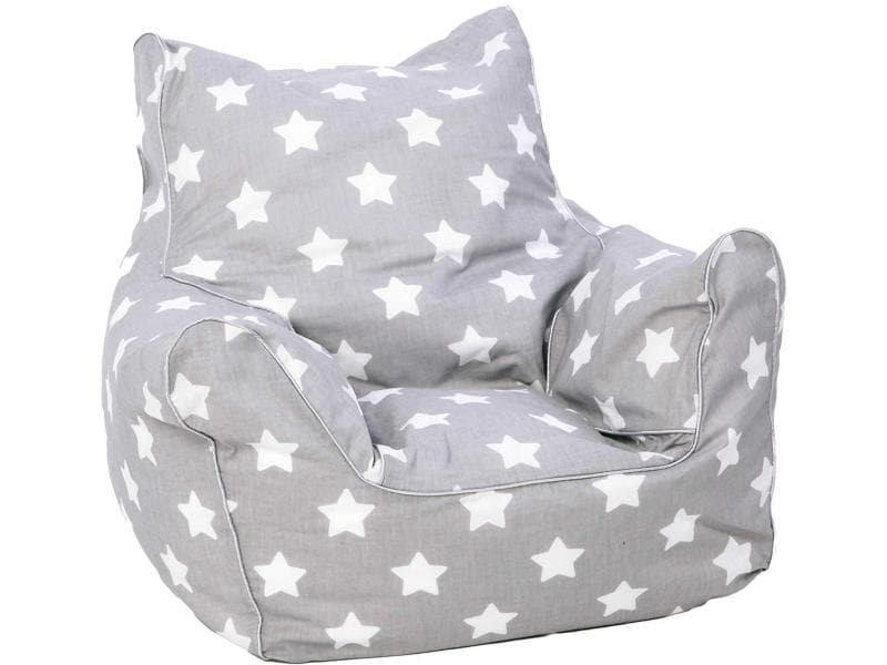 Knorrtoys Kindersitzsack Grau mit weissen Sternen Sitzsack