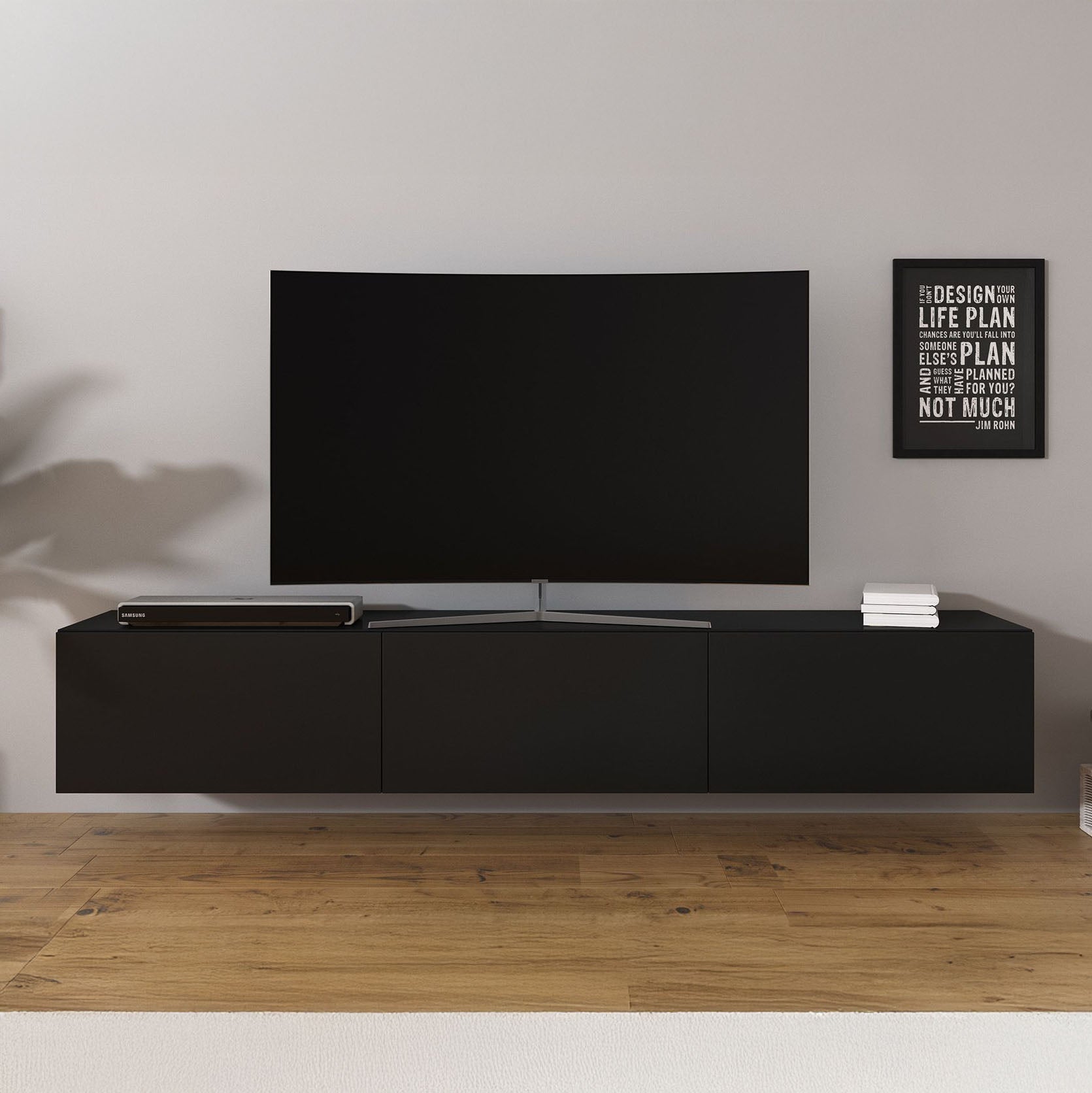 Bonzo - TV-Meubel - Mat zwart - 180x33x30 cm