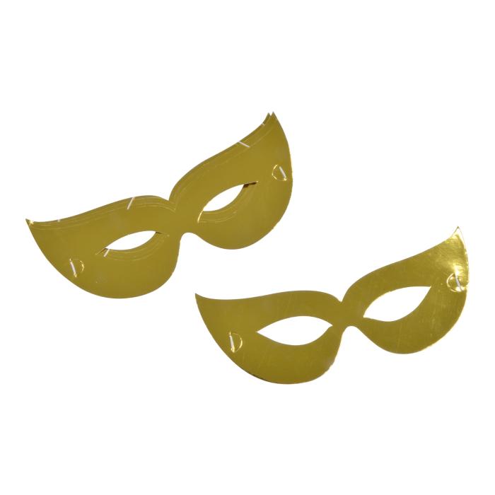 SET 6 MASQUES LOUPS METALLISEES OR CARTON CONFETTIS OR