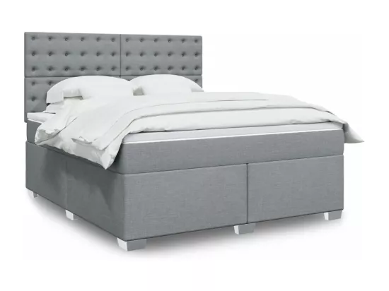 Sommier à lattes de lit avec matelas Gris clair 180x200cm Tissu