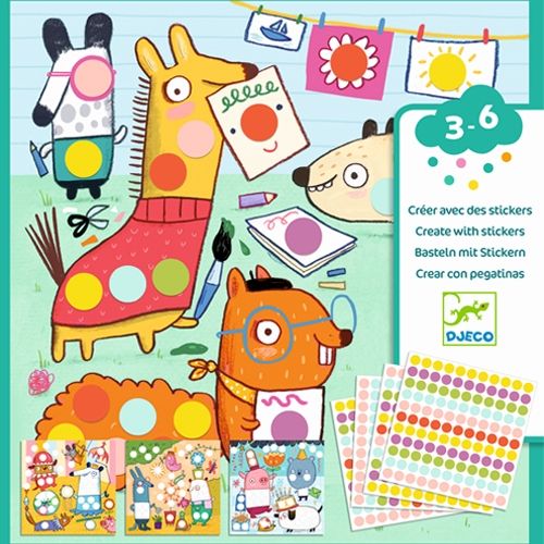 Djeco knutselset creëren met stickers - dieren