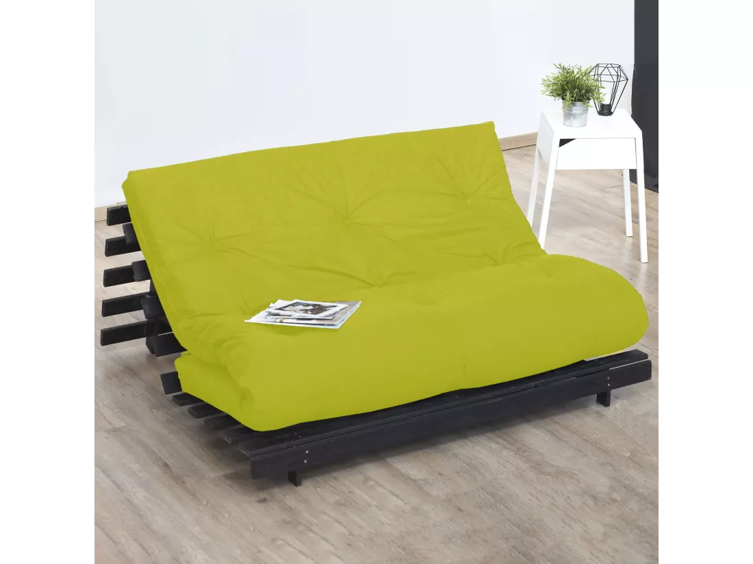 Matelas futon vert pistache coeur en latex 90x200