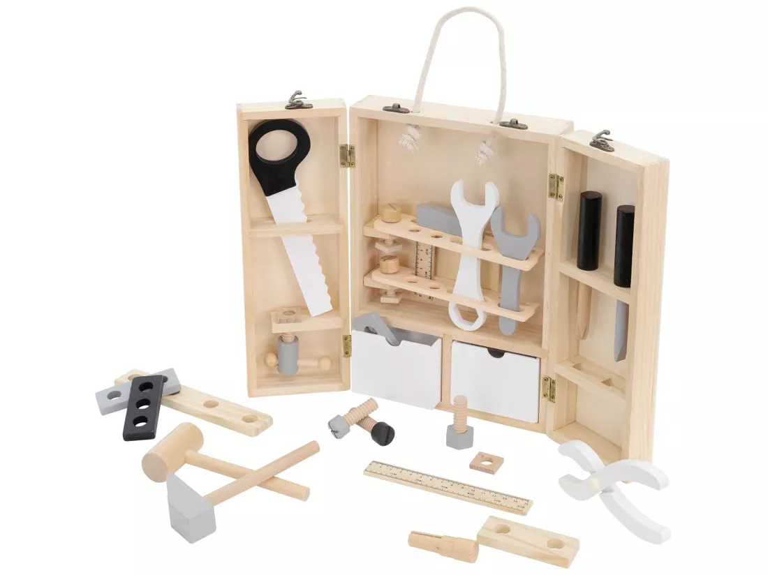 Boîte à outils Boîte à outils avec accessoires Enfants Jouets Boîte en bois