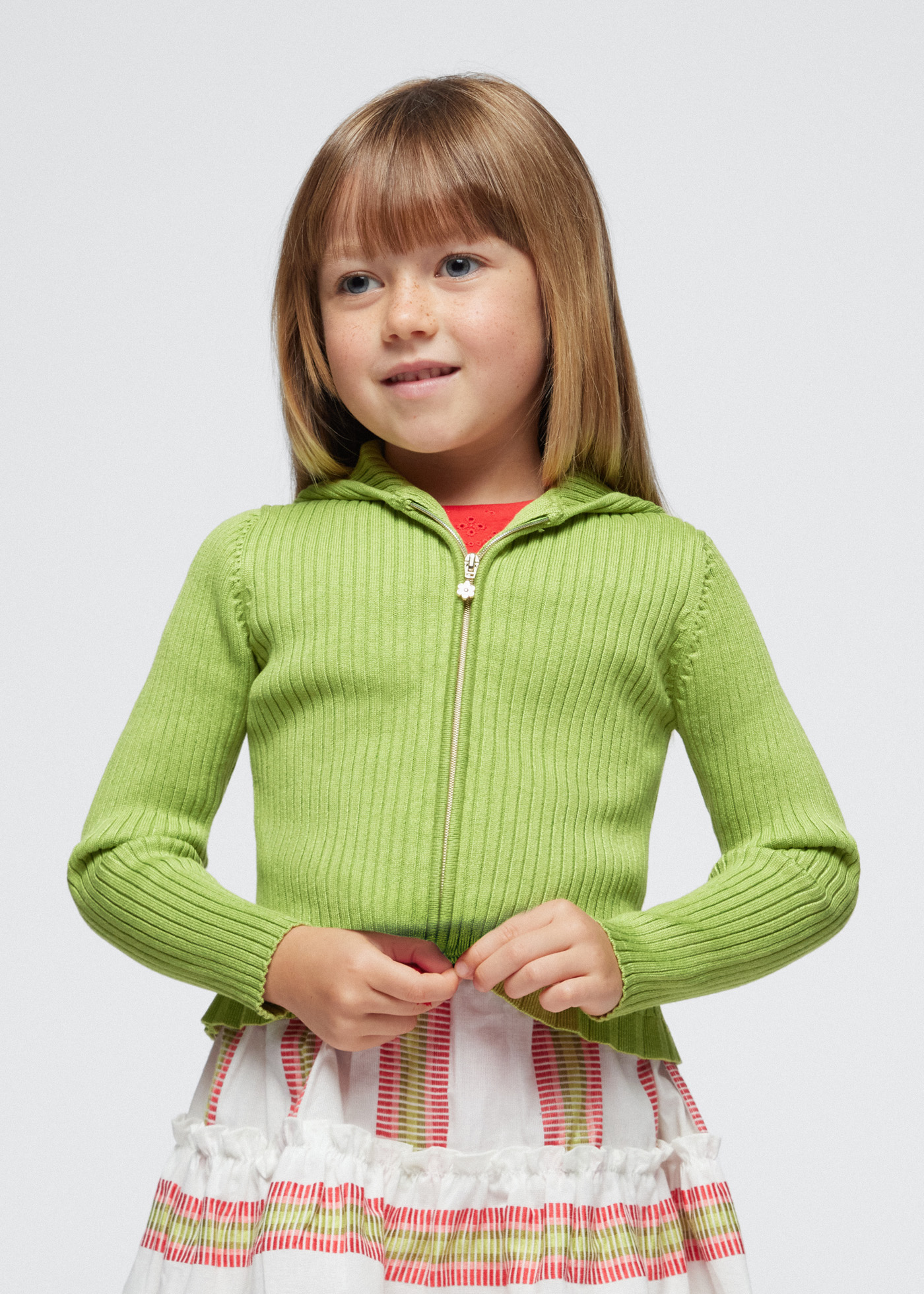 Cardigã canelado de viscose LENZING™ ECOVERO™ para meninas, cor malva