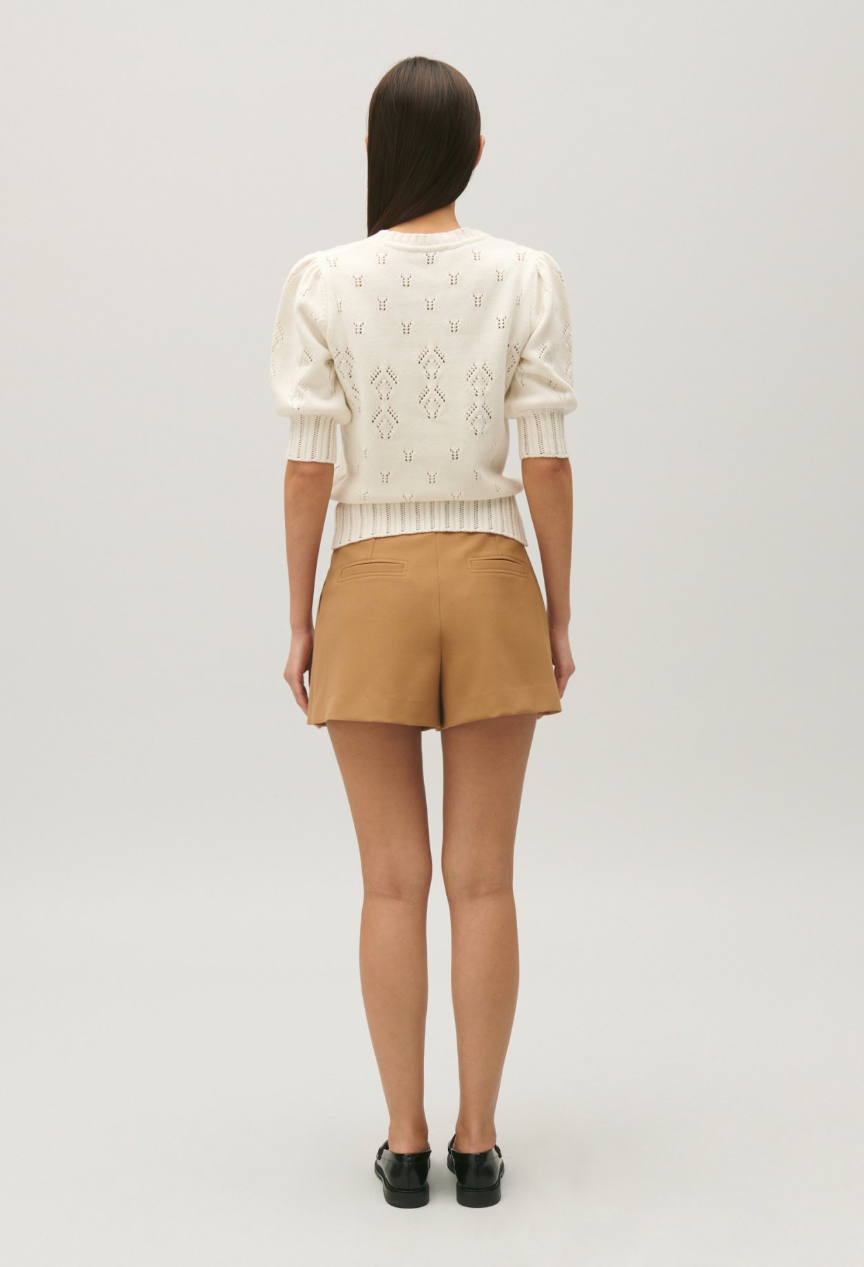 Pull maille manches courtes ecru