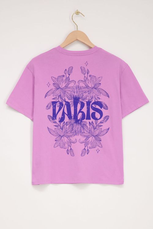 Paars T-shirt Paris met bloemen