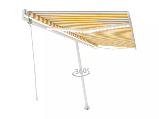 Auvent automatique capteur de vent/LED 500x300cm Jaune et blanc