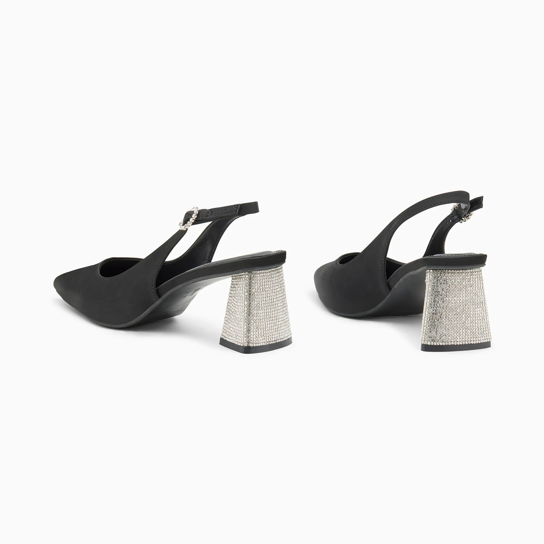 Escarpins-Escarpins slingback Paris noirs à bout pointu et talon strass