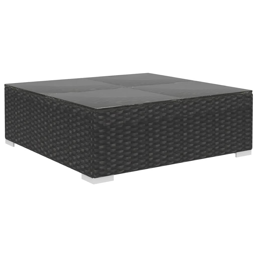 Salon de jardin meuble d'extérieur ensemble de mobilier 6 pièces avec coussins résine tressée noir